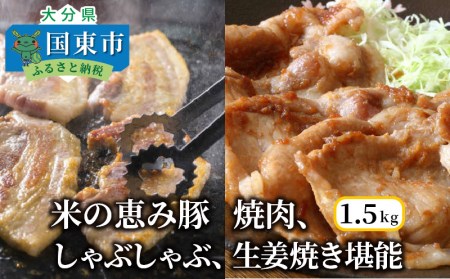 米の恵み豚/焼肉,しゃぶしゃぶ,生姜焼き堪能1.5kg _1176R