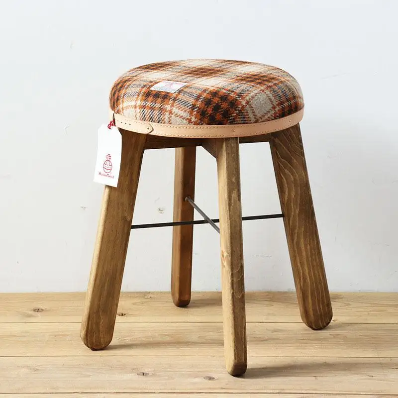 ハイスツール 【ライトブラウン＆ブラウンチェック】HARRIS TWEED（ハリスツイード） 家具