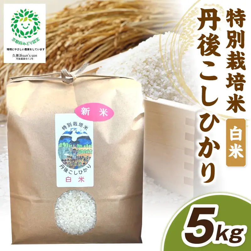 【先行予約】令和8年産 丹後こしひかり 白米5kg 【特別栽培米】新米　米 ブランド米 精米 特別栽培 白米 特別栽培米 令和8年度 ふるさと納税 こしひかり