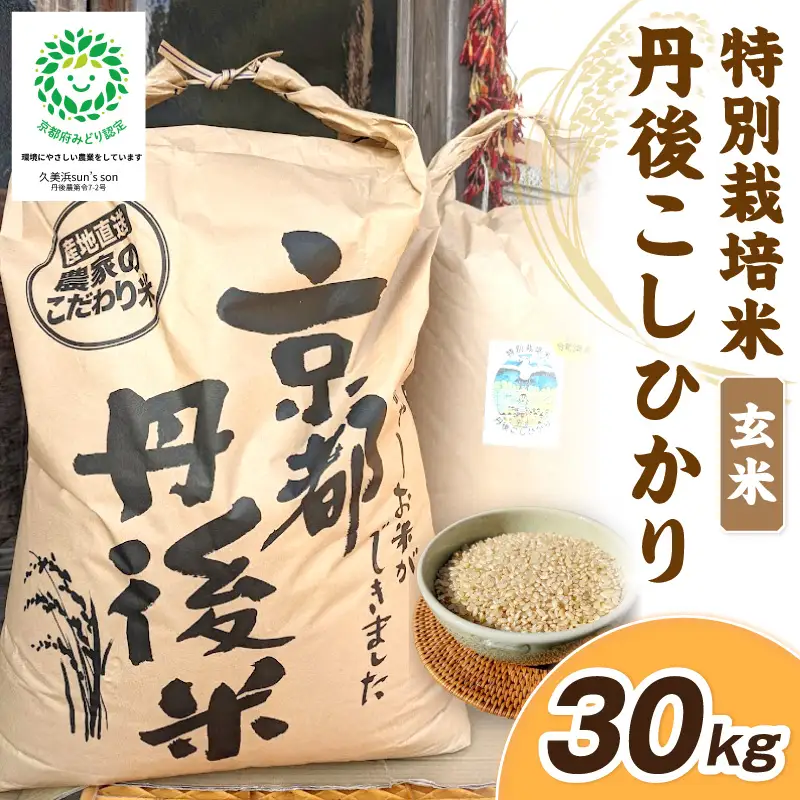 【先行予約】令和8年産 丹後こしひかり 玄米30kg 【特別栽培米】新米 玄米 こしひかり 30キロ 特別栽培 玄米 2026年産 ふるさと納税 こしひかり ふるさと納税