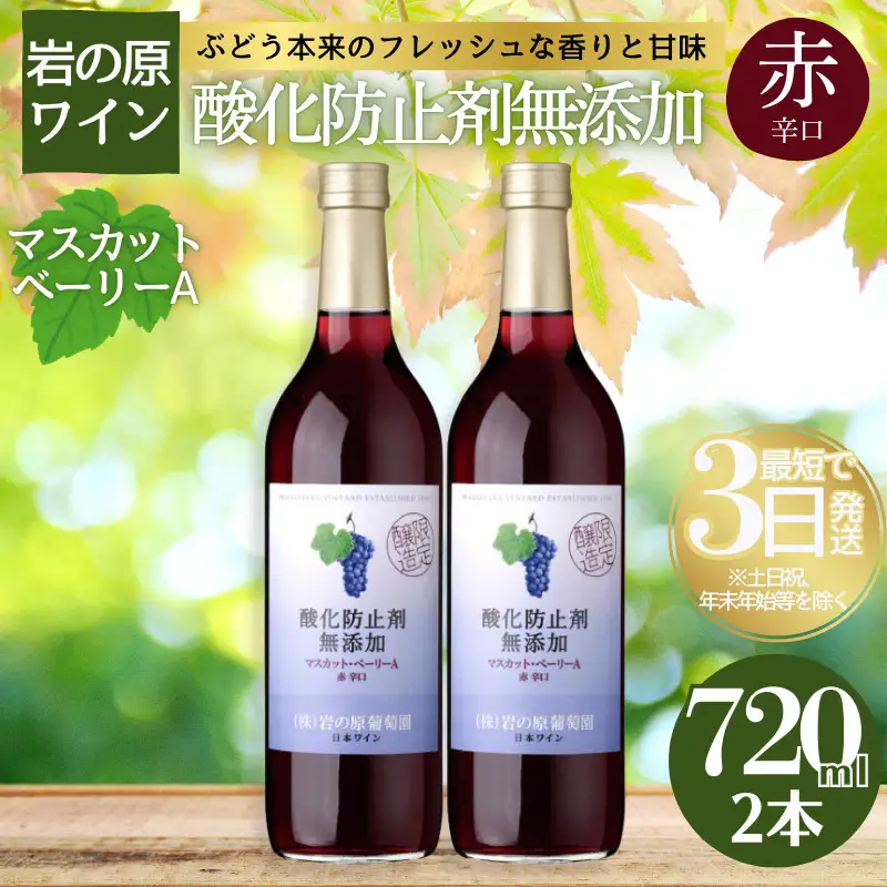 岩の原ワイン 赤ワイン 辛口 2本セット マスカットベーリーA