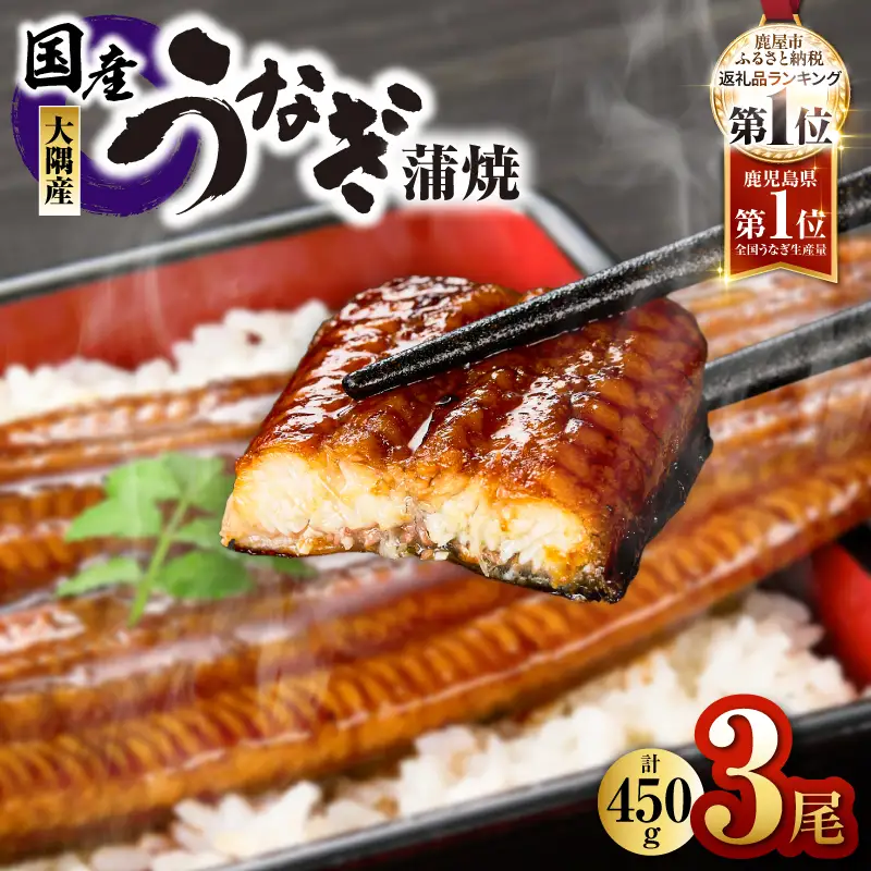 【 土用の丑の日特集 】1469-1 鹿児島県大隅産うなぎ蒲焼 3尾（計450g） KN007-003 うなぎ 鰻 魚 惣菜 総菜
