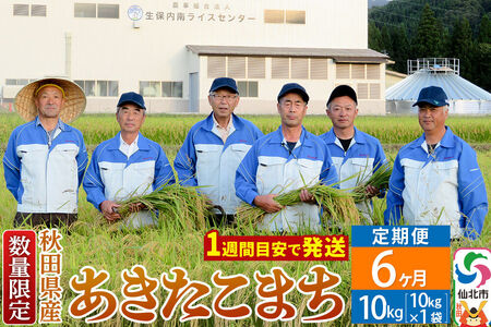 《定期便6ヶ月》【白米】令和8年産 あきたこまち 10kg（10kg×1袋）×6回 精米 秋田県仙北市産 10キロ