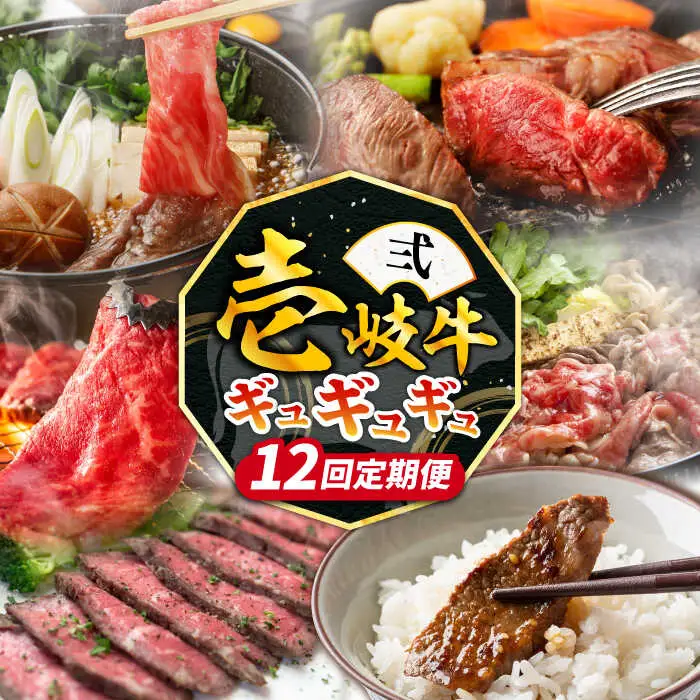 【全12回定期便】《100万》 壱岐牛 ギュギュギュ 定期便 （弐）《壱岐市》 肉 ステーキ 焼肉 しゃぶしゃぶ すき焼き 赤身 [JZX011]