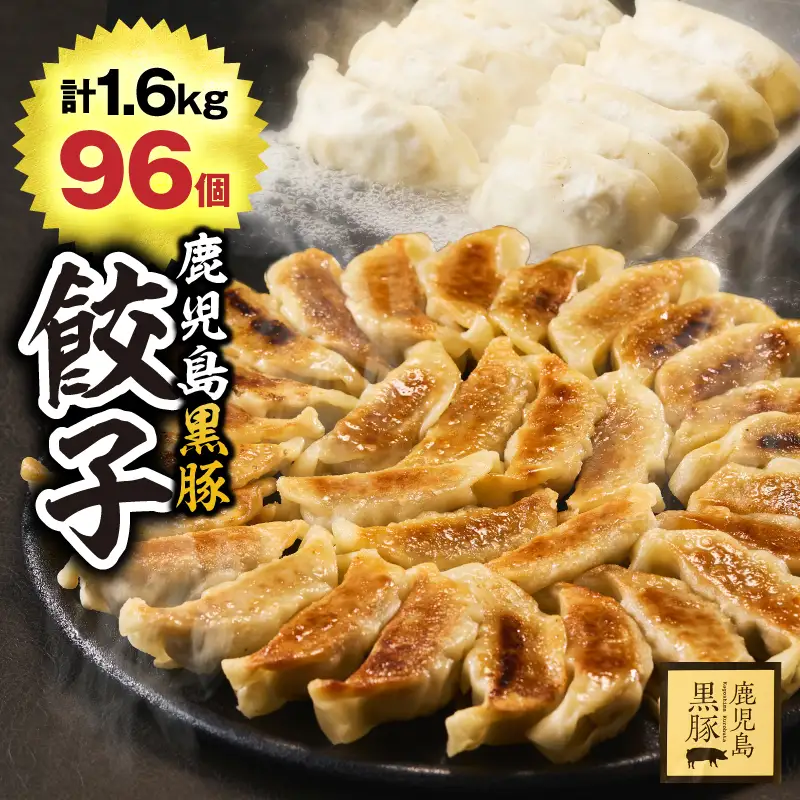 1289-1 鹿児島黒豚 餃子 1.6kg＜96個＞ 豚肉 黒豚 おかず 小分け アレンジ 贈答 鹿児島 鹿屋 こだわり KN054-004 肉 惣菜 総菜