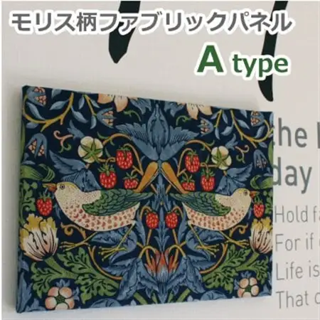 ウィリアムモリス柄 ファブリックパネル いちご泥棒【Aタイプ】約37.5×26.5cm_装飾品・工芸品   _【1467767】