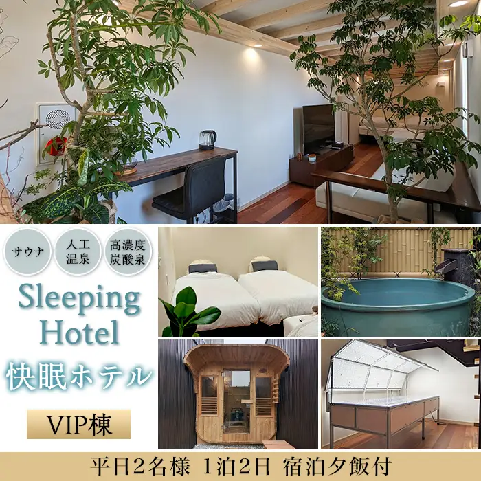 宿泊券 Sleeping Hotel VIP棟 平日 2名様 1泊2日 夕飯付