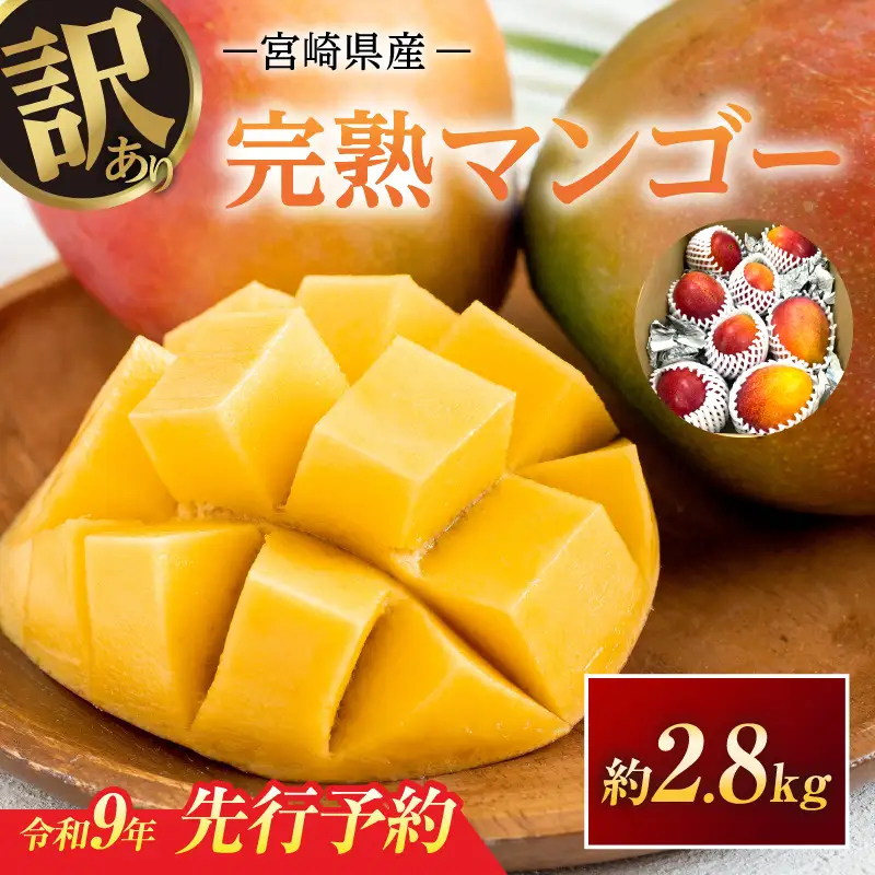訳あり 宮崎県産 完熟マンゴー 約2.8kg 令和9年発送分 2027年 フルーツ_FD19-26