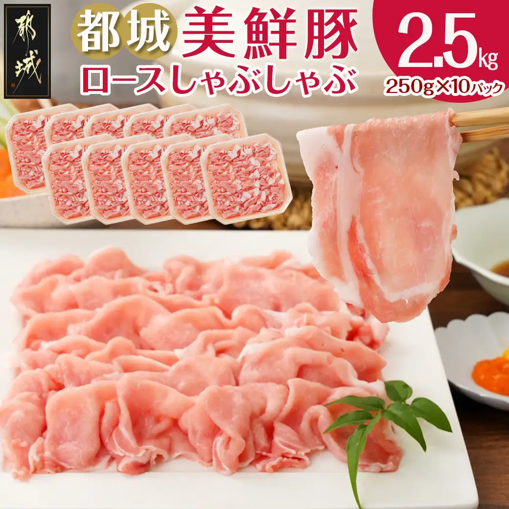 都城美鮮豚ロースしゃぶしゃぶ2.5kg(250g×10パック)〔AC-5405〕_(都城市) 豚肉 ミルフィーユ鍋 しゃぶしゃぶ 炒め物 丼物 アレンジ豊富 パック詰め 