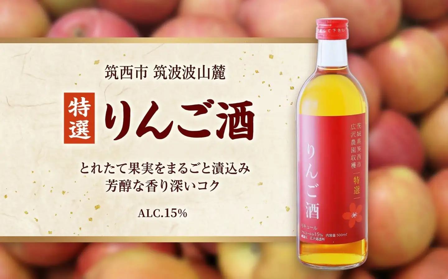 【 特選 】 りんご酒 アルコール 15％ （ 500ml × 1本 ）