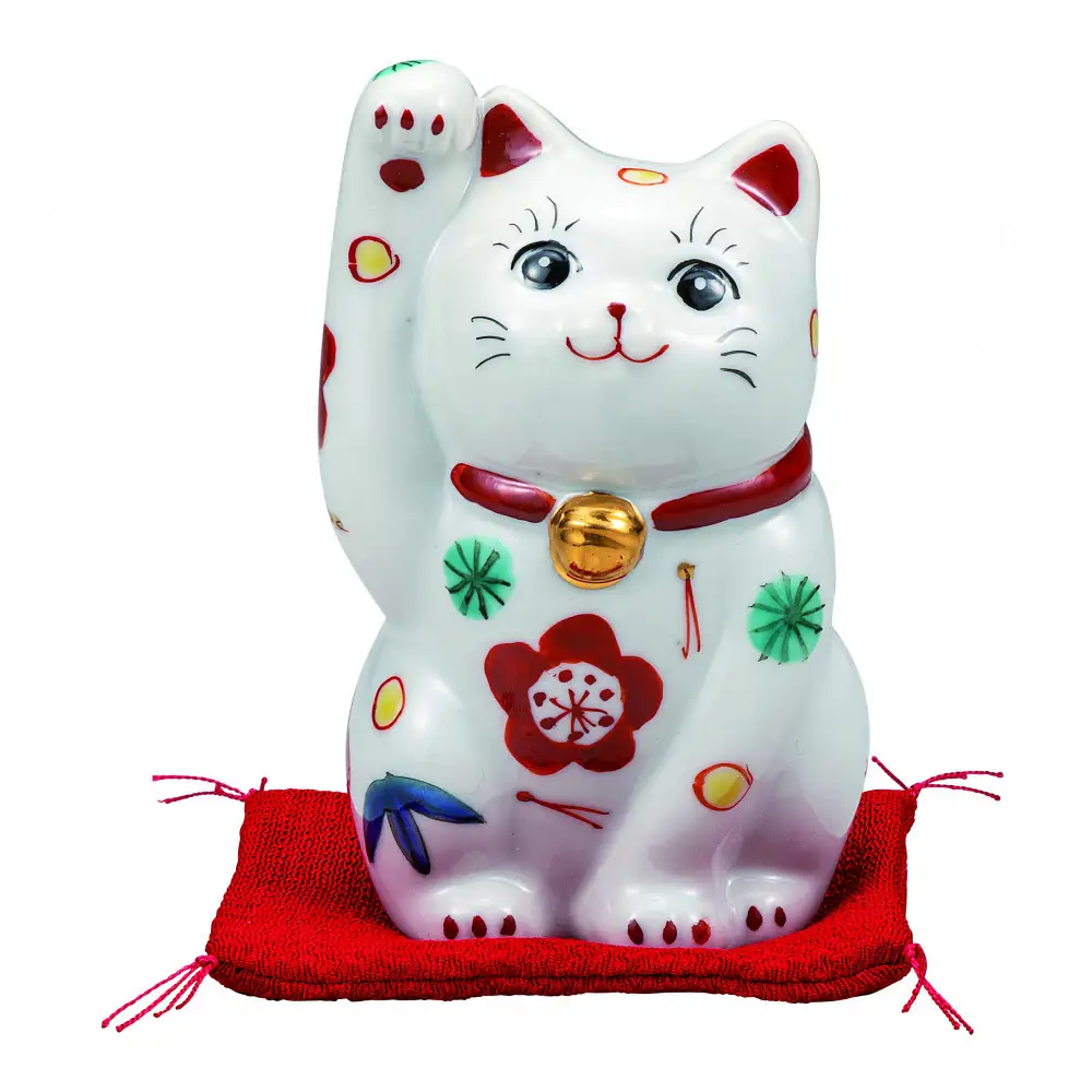 九谷焼　3.5号招き猫　松竹梅（布団付） a05