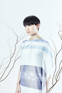 【限定】STYLE＊MEISEN 四角重ね柄シルクワンピース（WHITE）/ M F7Z-305