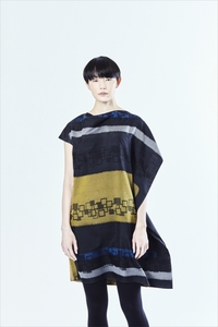 【限定】STYLE＊MEISEN 四角重ね柄シルクワンピース（BLACK）/ M F7Z-307