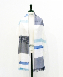 ◎海外要人向け贈呈品選出 STYLE＊MEISEN 四角重ね柄ストール（WHITE） F7Z-309