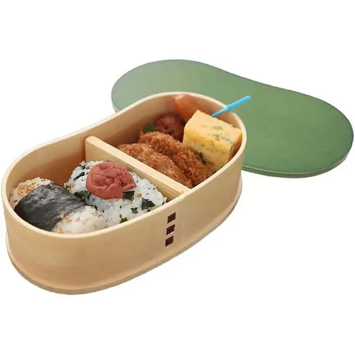 ［リーフグリーン］曲げわっぱ 豆型 カラー 弁当箱 紀州漆器 まげわっぱ［YS128］