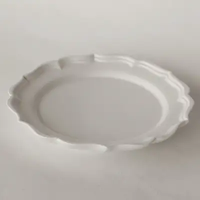 〔臼杵焼〕稜花リム皿（L）【白・1枚】