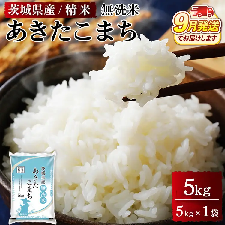 令和8年産 茨城県産 無洗米あきたこまち　精米　5kg（5kg×1袋） ※2026年9月～発送