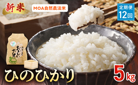 U15-T553_1_12_1【定期便12回】＼☆新米☆／那須自然農園　MOA自然農法米「ひのひかり」白米5㎏ 新米 那須自然農園 全国環境保全型農業推進コンクール 優秀賞 安心 安全 お米 お取り寄せ 食品 お取り寄せ お取り寄せグルメ 送料無料 【熊本県宇土市】