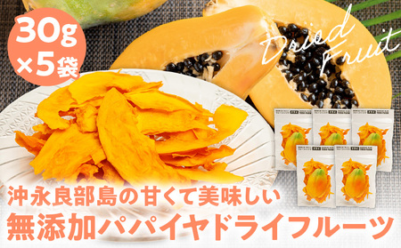 【先行受付】沖永良部島の甘くて美味しい無添加ドライフルーツ（パパイヤ）30g×5袋 W051-008u 加工品 果物