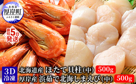 ほたて貝柱・北海しまえび 各500g セット