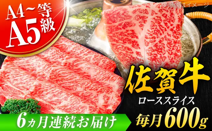 【全6回定期便】小分けが嬉しい！ 艶さし 佐賀牛 ローススライス 600g（300g×2P） 吉野ヶ里町[FDB055]