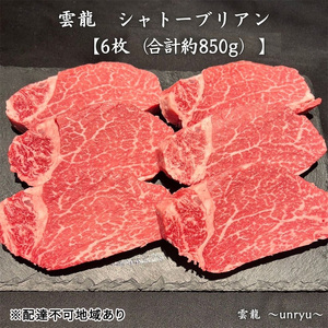 黒毛和牛 岡山県産 シャトーブリアン 6枚(合計約850g)   岡山県産 黒毛和牛