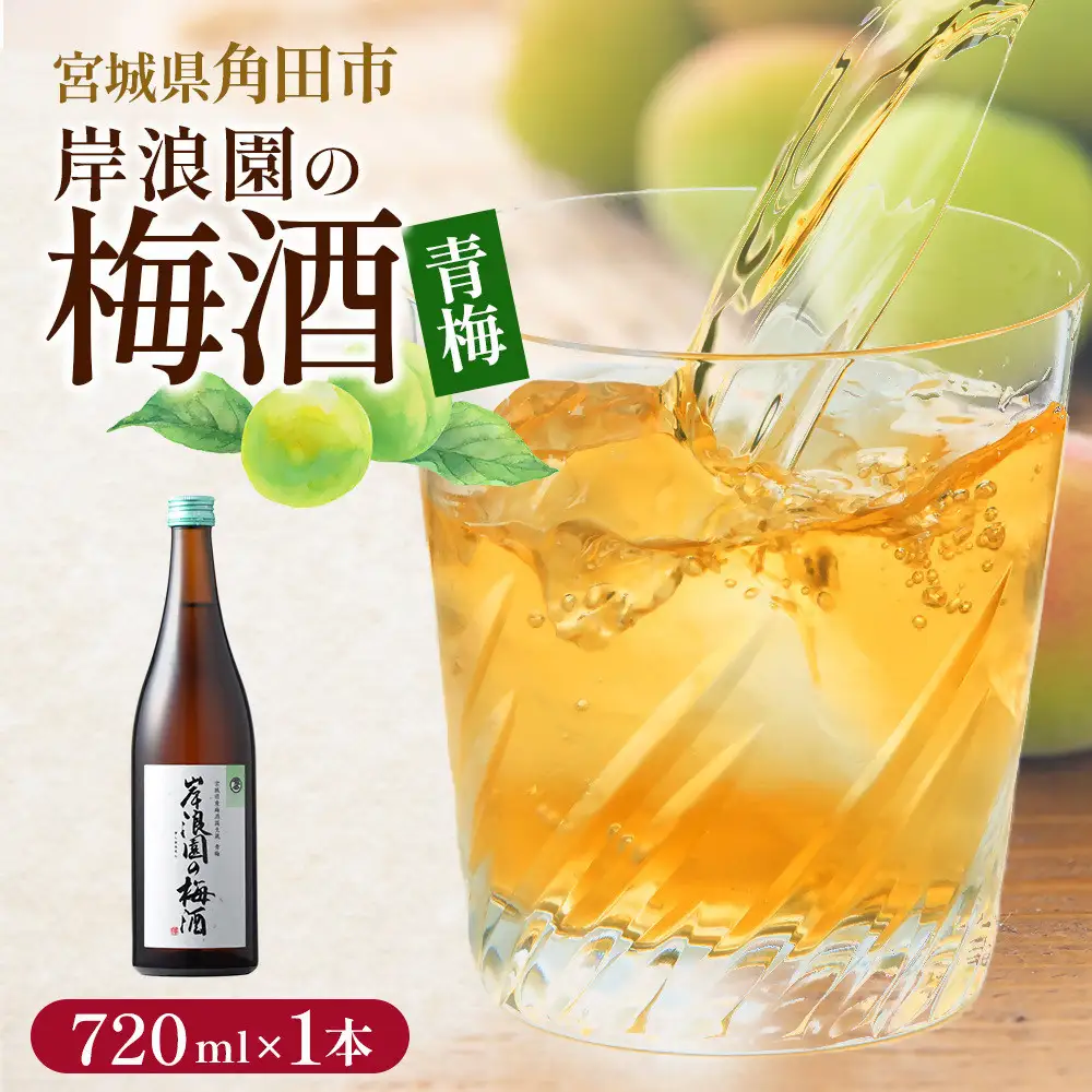 【宮城県角田市】岸浪園の梅酒　青梅　720ml×1本 梅酒