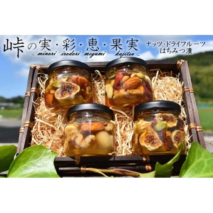 【ギフト用】ナッツ・ドライフルーツの蜂蜜漬4種セット【峠の恵】【峠の彩】【峠の実】【峠の果実】【SW64】