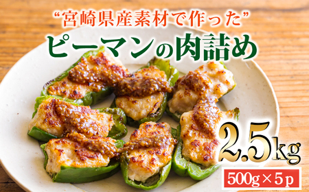 国産黒豚と肉厚な宮崎県産ピーマンを使用 ピーマンの肉詰め2.5kg(500g×5p)TF0741-P00064