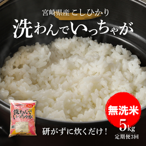 無洗米コシヒカリ 洗わんでいっちゃが５㎏３回定期便  計15㎏ K23_T006_1