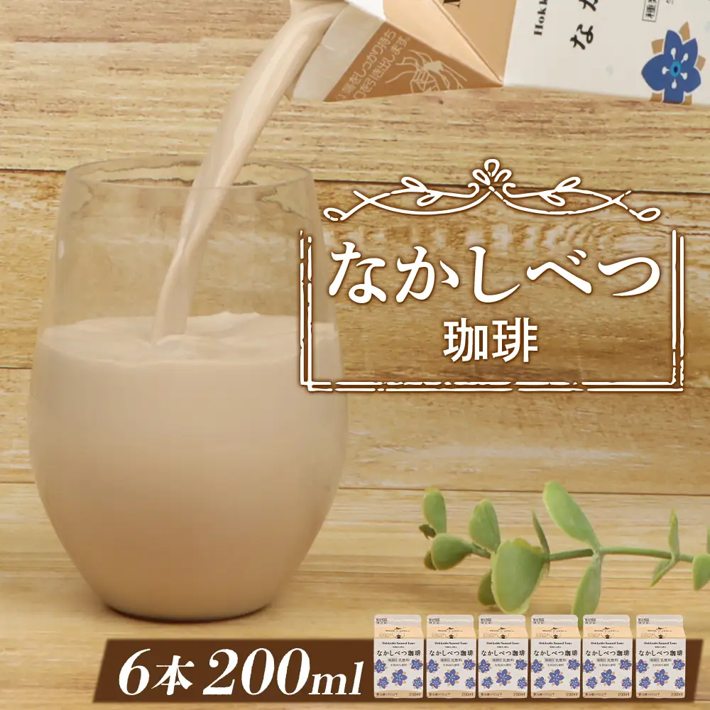 北海道なかしべつ珈琲 200ml×６個 コーヒー牛乳 コーヒー 珈琲 牛乳 ミルク 乳製品 乳飲 朝食 お取り寄せ 5000円 5,000円 ふるさと納税 北海道 中標津町 中標津【1402102】