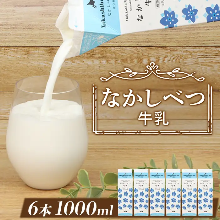 なかしべつ牛乳 1L×６本 牛乳 北海道 ミルク 乳製品 乳飲料 健康 朝食 高栄養 国産 お取り寄せ 8000円 8,000円 ふるさと納税 中標津町 中標津【1402602】