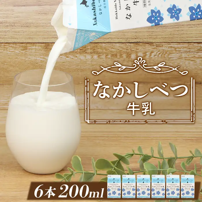 なかしべつ牛乳 200ml×６個 牛乳 北海道 ミルク 乳製品 乳飲料 健康 朝食 高栄養 国産 お取り寄せ 4000円 4,000円 ふるさと納税 中標津町 中標津【1402502】