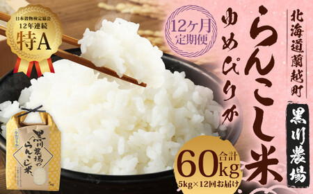 【12ヶ月定期便】らんこし米（ゆめぴりか）5kg（黒川農場）【2024年10月下旬発送開始】
