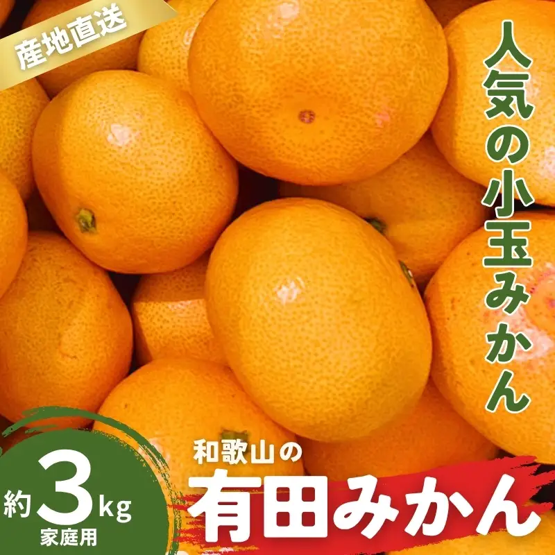 家庭用 有田みかん 和歌山 訳あり わけあり 小玉(2S,3Sサイズ混合) 3kg【9月下旬～1月下旬頃に順次発送予定】/ みかん フルーツ 果物 くだもの 有田みかん 蜜柑 柑橘【ktn009】