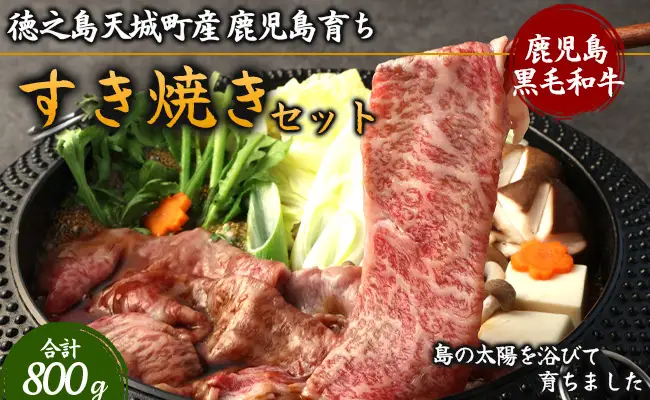 徳之島 天城町産 鹿児島育ち 鹿児島黒毛和牛 すき焼きセット 800g ロース バラ