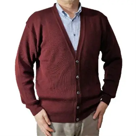 無地 メンズニット カーディガン ワイン S寸 15230_装飾品・工芸品 男性・メンズ 洋服 _【1234090】
