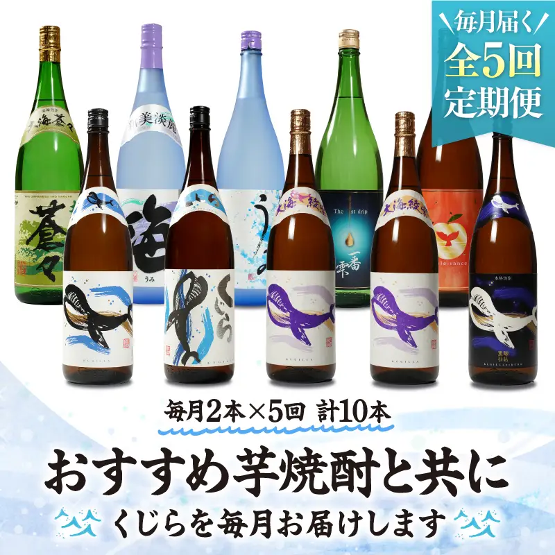 2346 【 全5回定期便 】大海酒造 本格焼酎 芋焼酎 くじら 毎月配送 1800ml×2本 計10本 KN034-T01 酒 焼酎