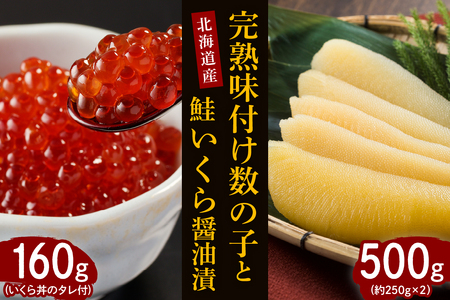 【2025年10月以降発送】完熟味付け数の子500gといくら醤油漬160g【er001-043-a】セット 国産 北海道産 サケ イクラ 特製たれ 醤油漬け 魚介 海鮮 海産物 人気