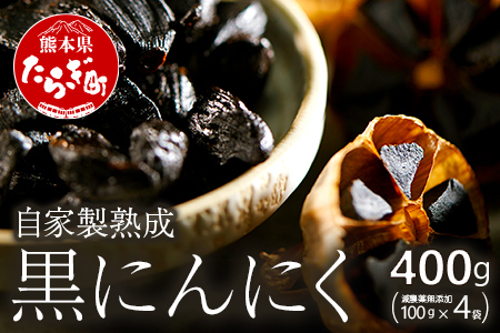 自家製 熟成 黒にんにく 約400g（100g×4袋）自家栽培 ニンニク 減農薬 大蒜 熟成 無添加 スーパーフード おつまみ 料理にも 免疫力 坂下農園 103-0012