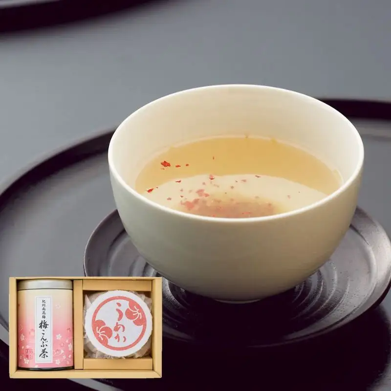梅こんぶ茶と梅干のセット（梅こんぶ茶85g・うすじお味梅135g） / 紀州南高梅 うす塩 乾燥梅 昆布 お茶 贈答品 化粧箱 和歌山 田辺市 【umk009-1】