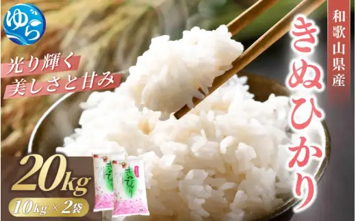 和歌山県産米 キヌヒカリ 20kg(10kg×2) 2026年産 / お米 きぬひかり 白米 由良町 令和8年 人気 おすすめ ※2026年9月上旬より順次発送予定【sml400-kinu-20B】
