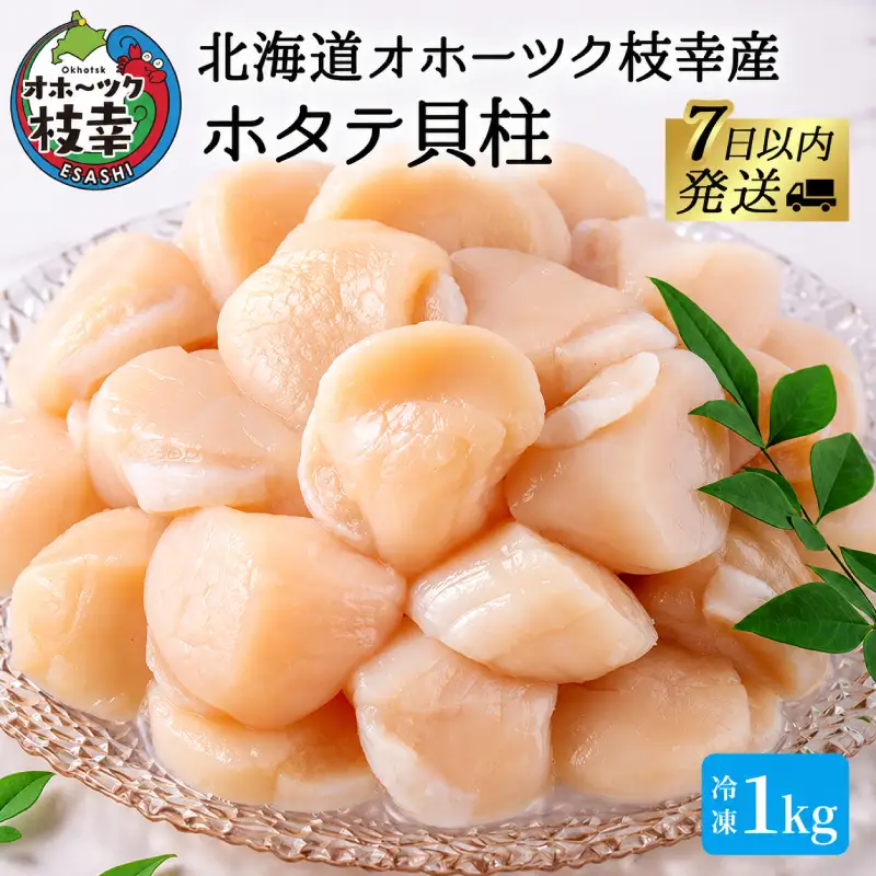 【枝幸ほたて】甘みたっぷり肉厚！大粒冷凍ほたて貝柱1kg 山武水産【 ほたて 帆立 ホタテ 冷凍 魚貝類 魚介類 北海道 オホーツク 枝幸 】