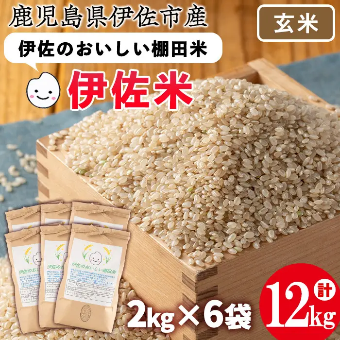 isa560 伊佐のおいしい棚田米〈玄米〉 ヒノヒカリ(計12kg・2kg×6袋) 国産 玄米 伊佐米 お米 米 ごはん ご飯 ひのひかり【薩摩美食倶楽部】