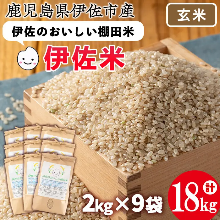 isa561 伊佐のおいしい棚田米〈玄米〉 ヒノヒカリ(計18kg・2kg×9袋) 国産 玄米 伊佐米 お米 米 ごはん ご飯 ひのひかり【薩摩美食倶楽部】