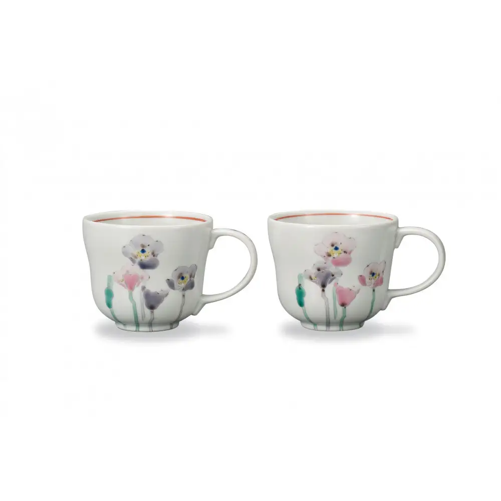 ペアマグカップ ポピー 大志窯 民芸品 工芸品 雑貨 キッチン雑貨 キッチン用品 食器 コップ 花