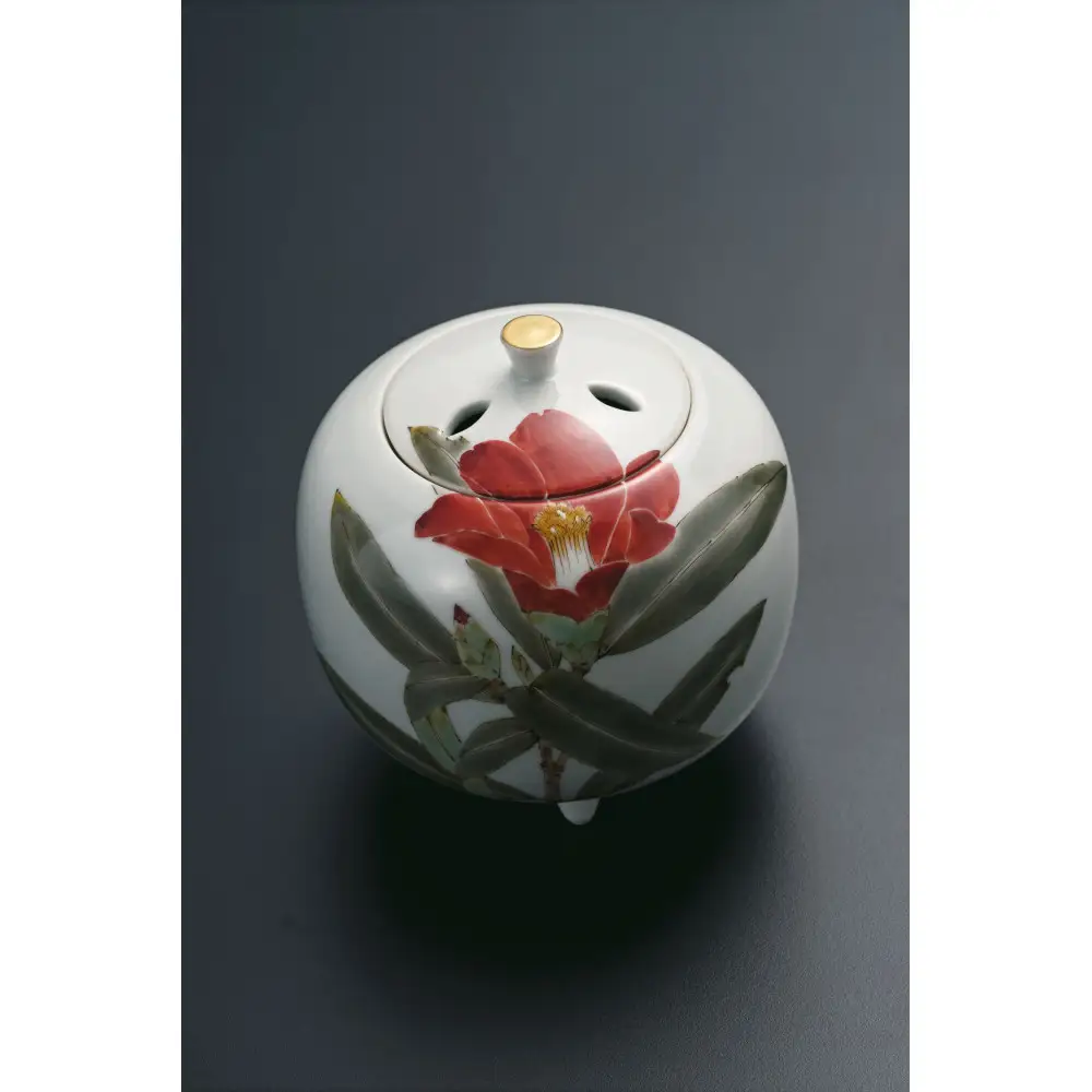 4号香炉　椿文　山田義明 民芸品 工芸品 雑貨 日用品 インテリア 香り 小物