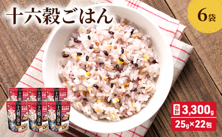雑穀 十六穀ごはん 食物繊維 雑穀【3,300g(25g×22包×6袋)】