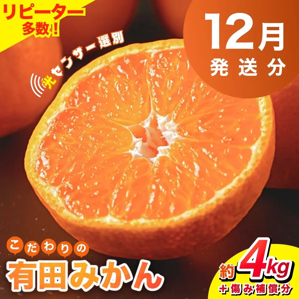 みかん 【2026年12月発送予約分】こだわりの有田みかん 約4kg＋250g(傷み補償分)【nuk148-12B】