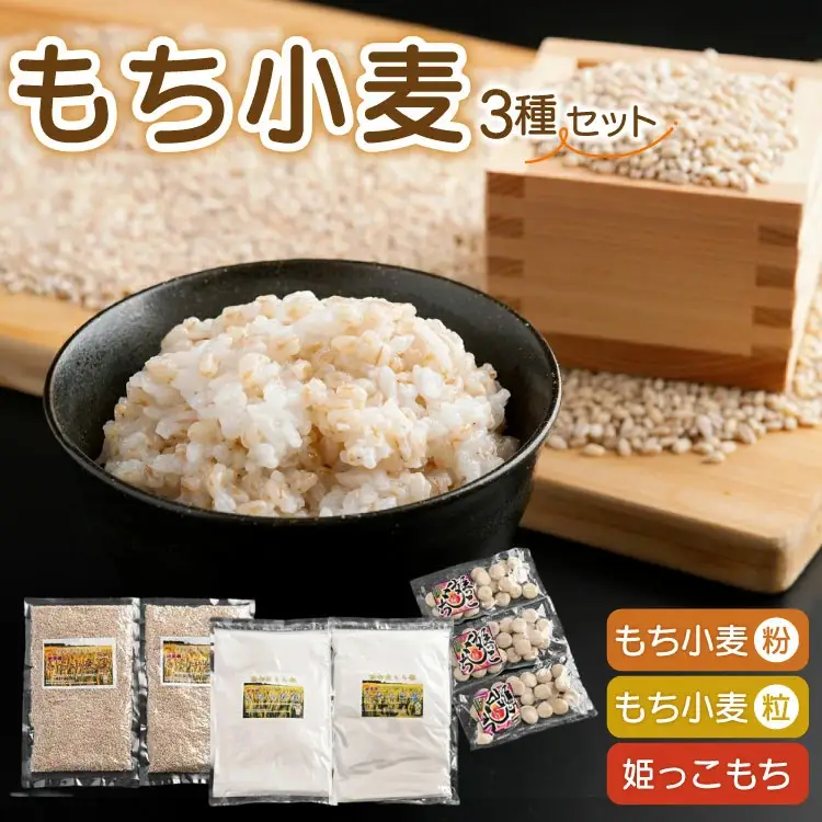 もち小麦 詰め合わせ セット もち姫(粒) 300g 2袋 もち姫(粉) 500g 2袋 姫っこもち 200g 3袋
